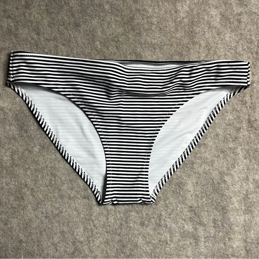 Aerie Bikini Bottom Horizontal Stripes Black White Small Swimwear Beach‎ NWT